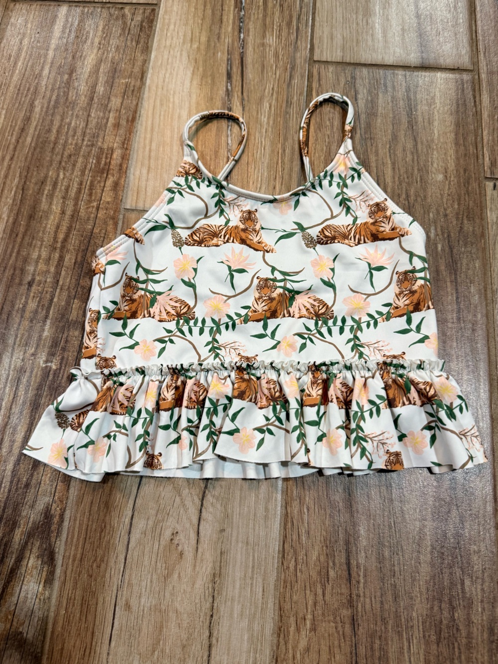 Kortni Jeane Girls Tigers Peplum Swimsuit Top - Picture 1 of 4